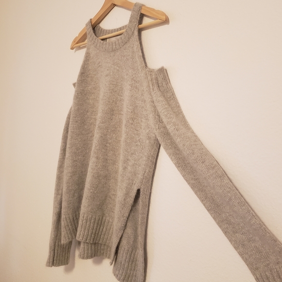 J.O.A. | Cold Shoulder Gray Angora Sweater - Picture 6 of 8